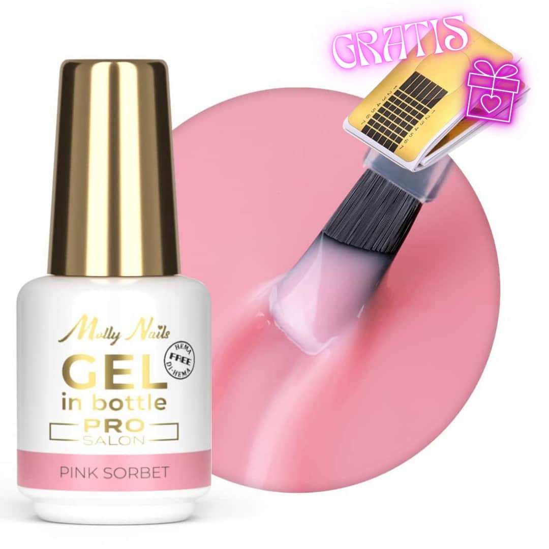 UV Gel in bottle MollyNails Pro Salon PINK SORBET 15 ml