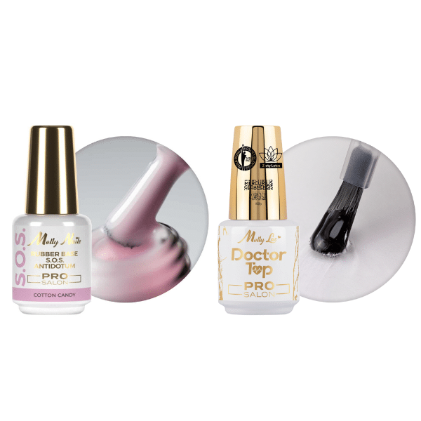 UV Base MollyNails S.O.S. Cotton Candy + UV Doctor Top Pro Salon 15 ml