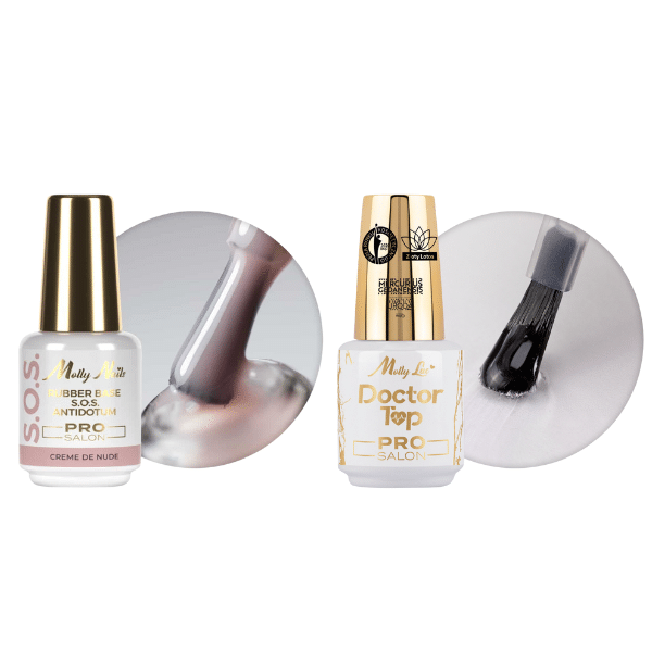 UV Base MollyNails S.O.S. Creme de Nude + UV Doctor Top Pro Salon 15 ml