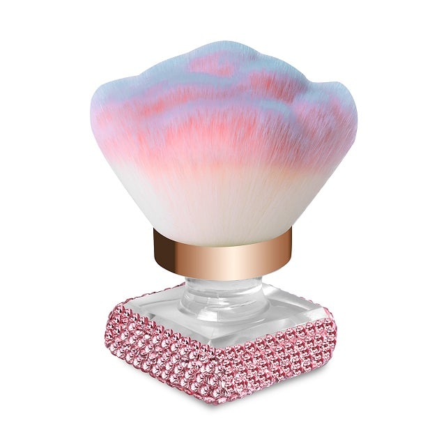 Čopič za prah s cirkoni - rose gold