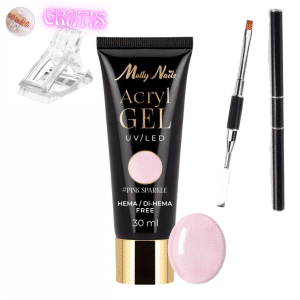 AkriloGel Pink Sparkle 30 ml + sponka GRATIS + čopič